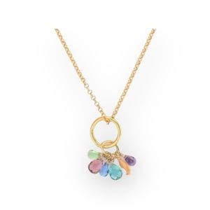 new Rivka Friedman ꕥ Briolette Gemstones Pendant Necklace ꕥ 18K Gold Clad ꕥ